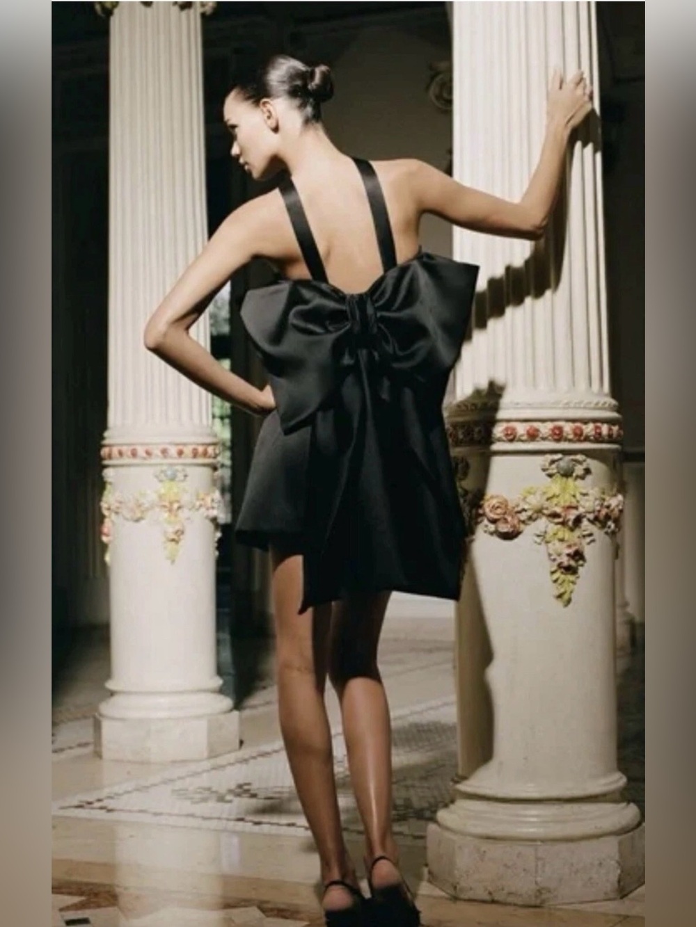 Zara Black Strapless Mini Dress with Halter and Thin Straps
